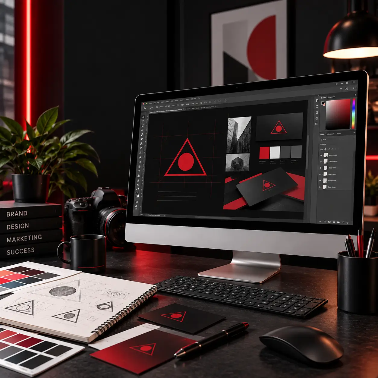 Moody Red Accent Design Studio