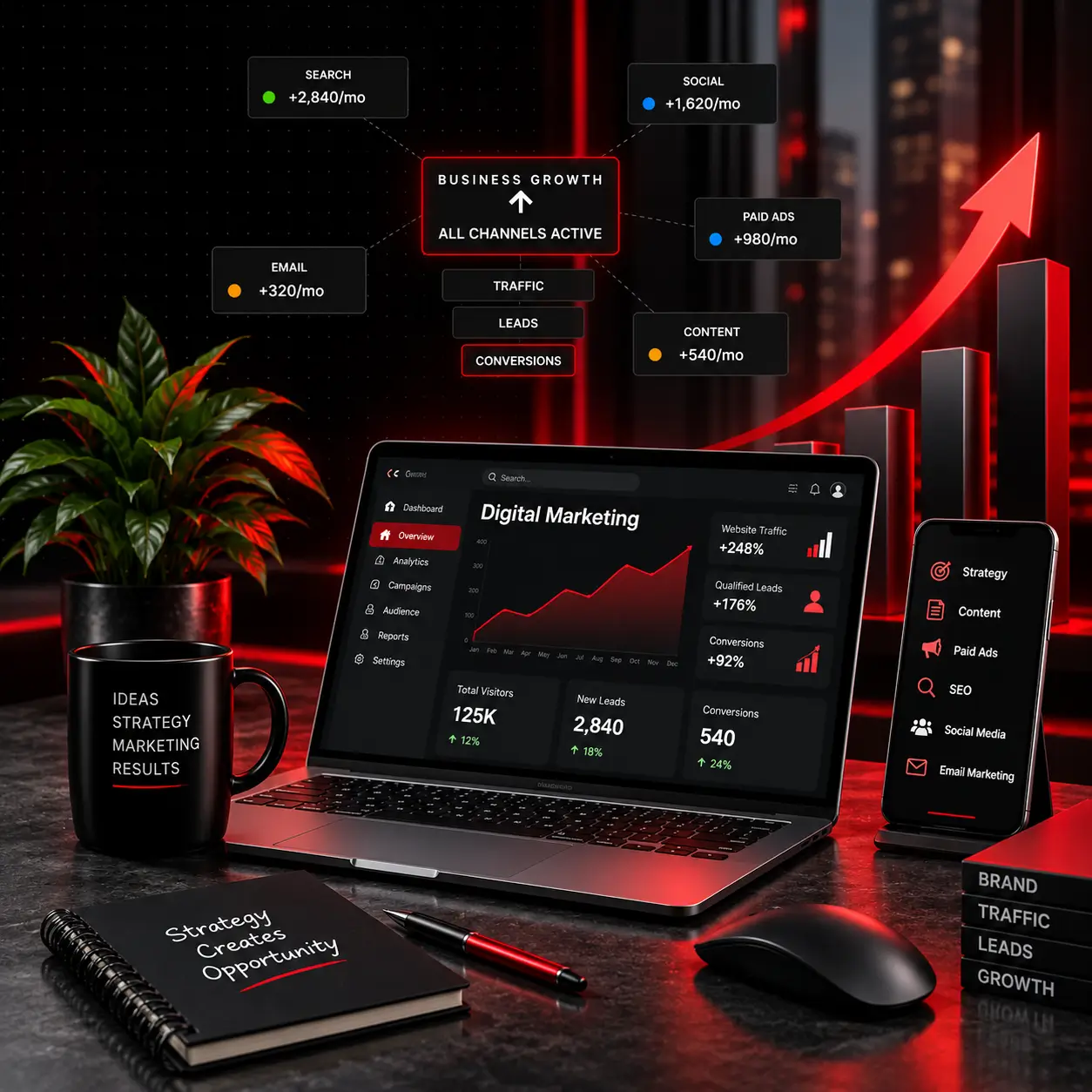 Neon Digital Marketing Growth Workspace