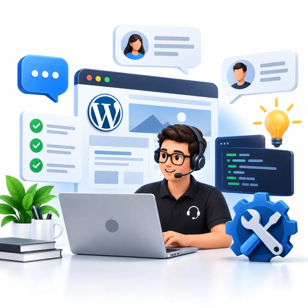 Tech Support Workspace Illustration