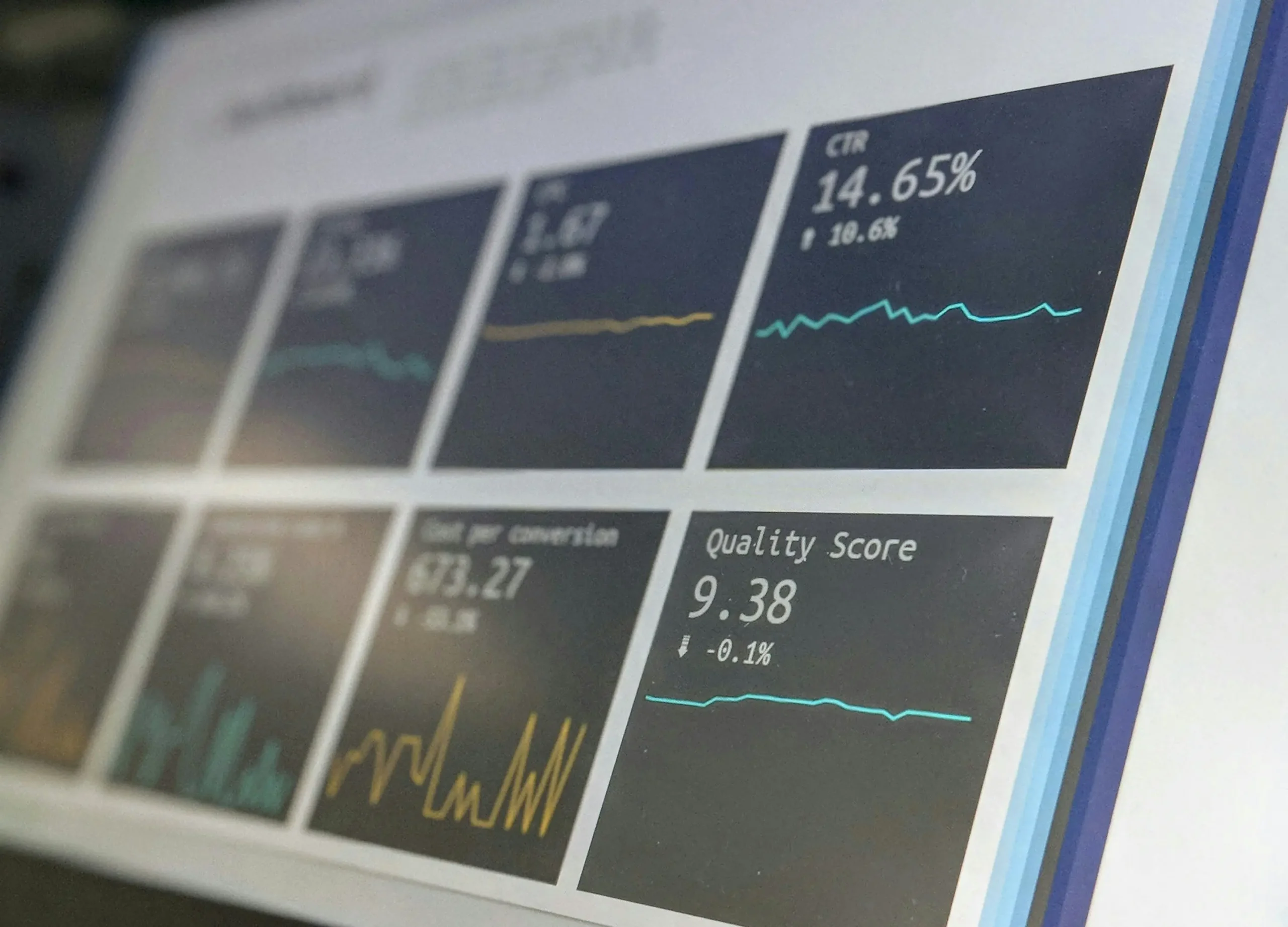 Website monitoring dashboard displaying performance metrics and quality scores